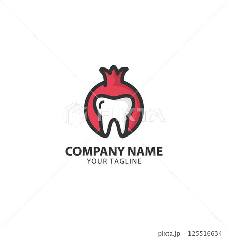 pomegranate dental logo design concept. pomegranate Creative Technology Logo vector template. Icon symbol 125516634