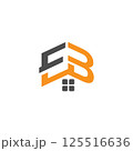 Abstract initial letter EB or BE logo in luxury gold color isolated on multiple background colors. The logo is suitable for real estate broker logo design inspiration templates. 125516636