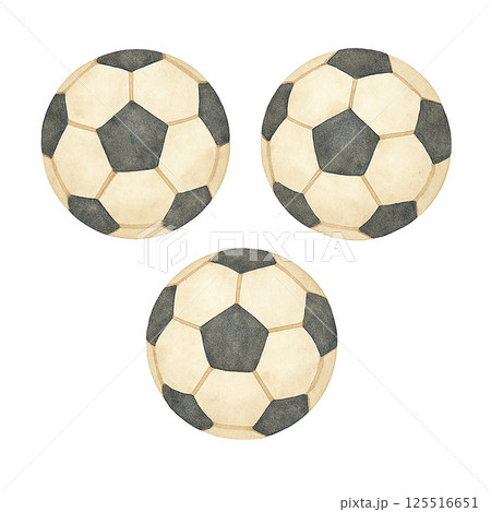 3つのサッカーボールのイラスト（スポーツ・日用品） 125516651