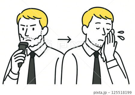 ひげ剃りして化粧水を塗る男性 ひげ剃りして化粧水を塗る男性 125518199