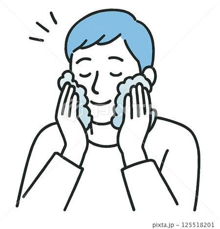 泡洗顔する男性 125518201