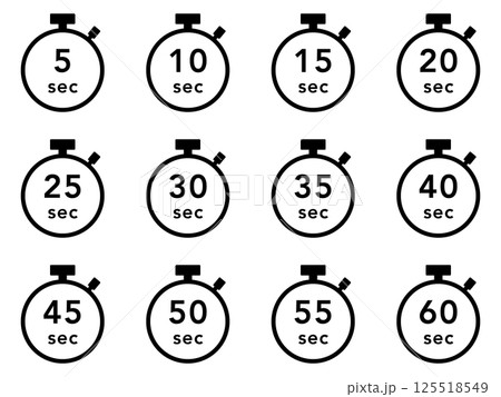 ストップウォッチのアイコンセット（5秒間隔） 125518549