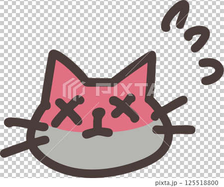 熱中症に悩まされる可愛い猫のコミカルなイラスト 125518800