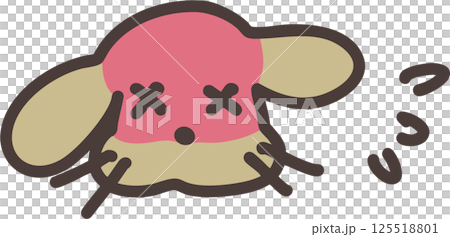 熱中症に悩まされる可愛い犬のコミカルなイラスト 125518801