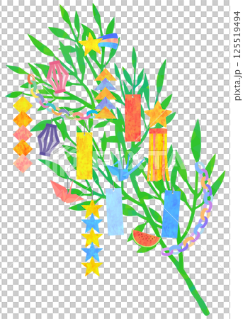 竹子七夕裝飾向量素材 125519494