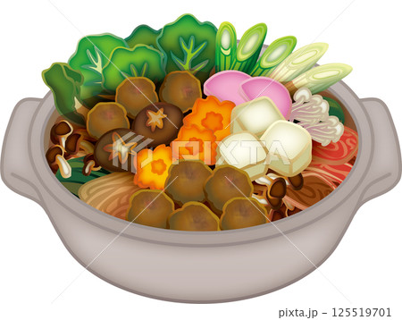 美味しそうなちゃんこ鍋のイラスト 125519701