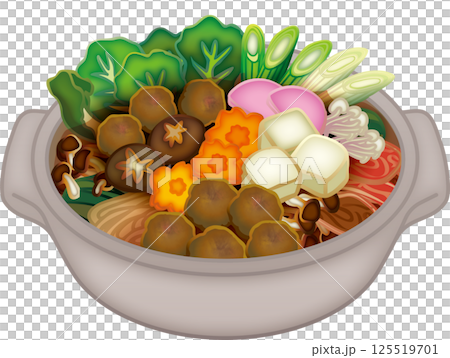 美味しそうなちゃんこ鍋のイラスト 125519701