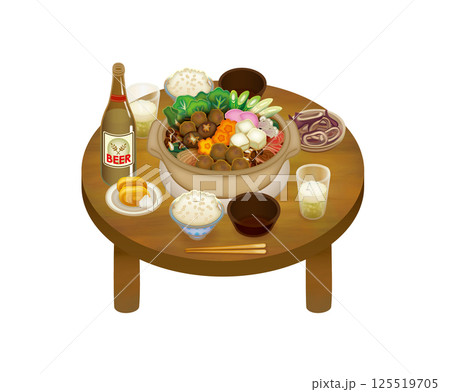 豪華な鍋と色々な料理 125519705