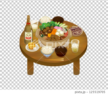 豪華な鍋と色々な料理 125519705