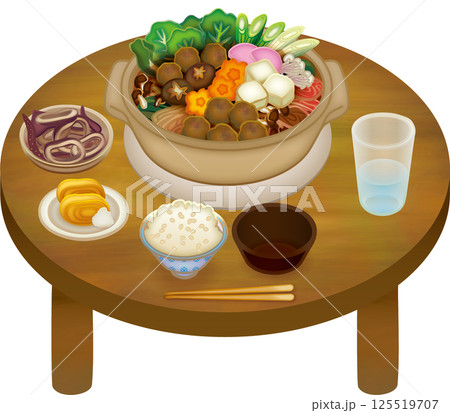 美味しそうな鍋の食卓のイラスト 125519707