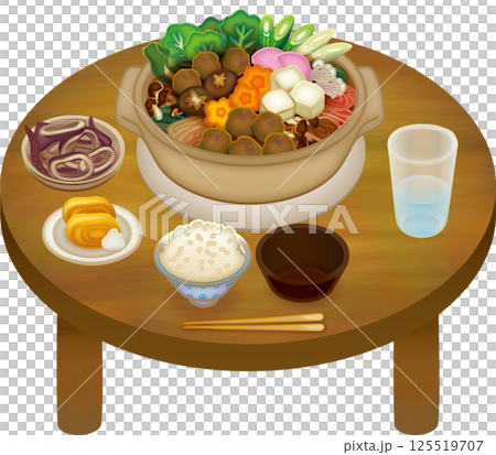 美味しそうな鍋の食卓のイラスト 125519707