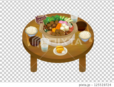 蔬菜和米飯搭配均衡的火鍋 125519724