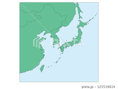 名称あり　広域日本地図　尖閣　台湾　中国　韓国　北方 125519814