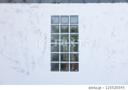 Glass block brick wall at exterior. 125520345