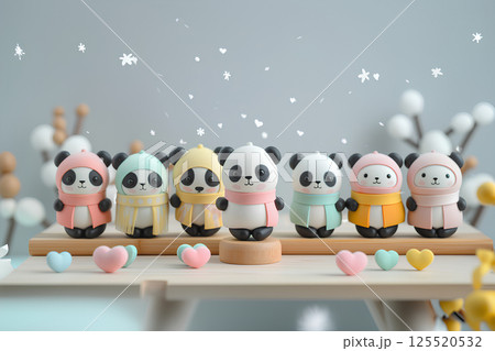 雪の中の可愛いパンダくん（3D） 125520532