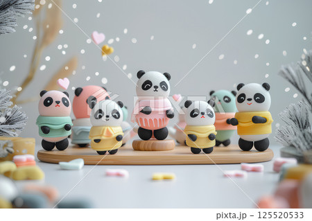 雪の中の可愛いパンダくん（3D） 125520533