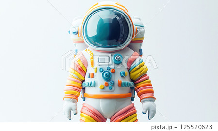カラフルなデザインの宇宙服の3Dイラスト 125520623