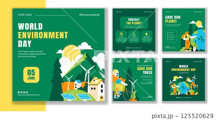 World Environment Day Flat Illustration for Social Media Post Template 125520629