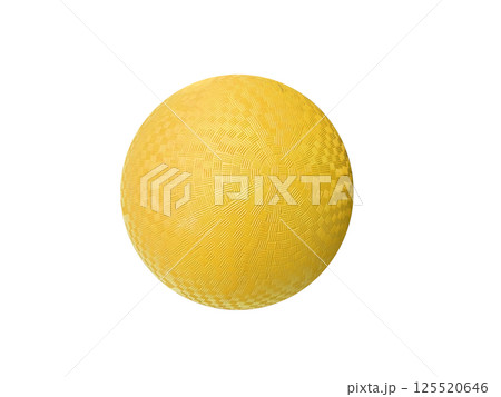Yellow classic dodgeball, rubber ball, isolated on white background. 125520646