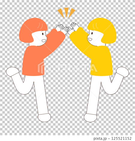 ハイタッチをするかわいい女の子たち 125521152