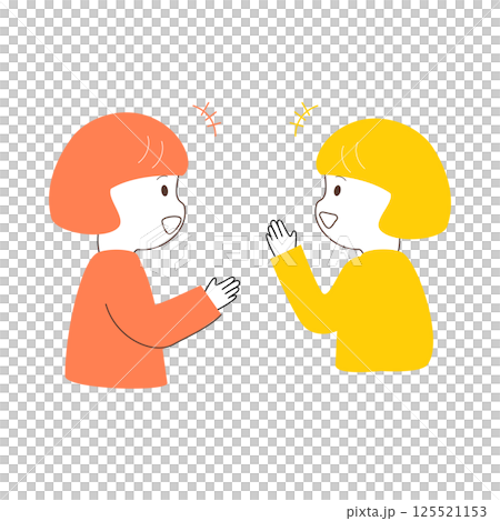 一個可愛的女人正在熱烈地交談 一個可愛的女人正在熱烈地交談 125521153