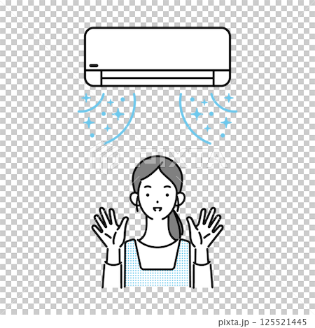 エアコンのトラブル解決！女性のイラスト素材 125521445