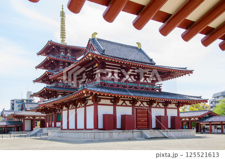 四天王寺伽藍　金堂と五重塔　大阪市 125521613