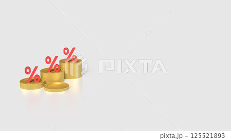 The Gold coins and percent on white background 3d Rendering. The Gold coins and percent on white background 3d Rendering. 125521893