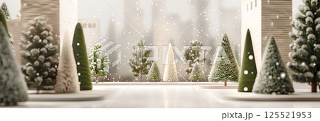 俯瞰で見る雪の降る美しいクリスマスの街並み(横長) 俯瞰で見る雪の降る美しいクリスマスの街並み(横長) 125521953