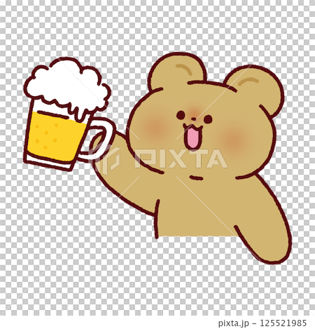 A happy bear toasting with beer 125521985
