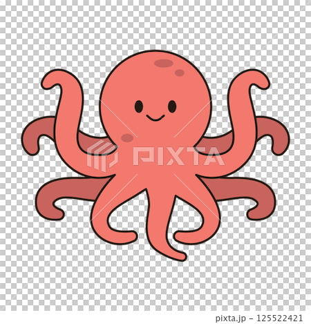 OCTOPUS cute animal doodle kawaii Japanese style illustration single icon drawing element clean flat vector 125522421
