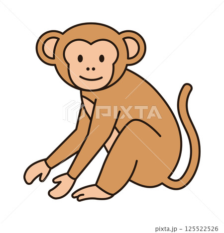 MONKEY cute animal doodle kawaii Japanese style illustration single icon drawing element clean flat vector MONKEY cute animal doodle kawaii Japanese style illustration single icon drawing element clean flat vector 125522526