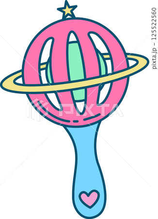 Colorful Planet-Themed Rattle Illustration	 125522560