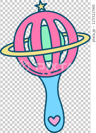 Colorful Planet-Themed Rattle Illustration	 125522560