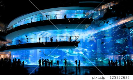 未来の大型スクリーン水族館 125522685