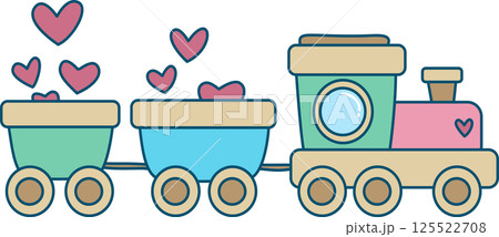 Colorful Train with Hearts Illustration Colorful Train with Hearts Illustration 125522708