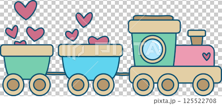 Colorful Train with Hearts Illustration Colorful Train with Hearts Illustration 125522708