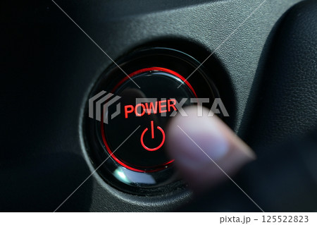 finger push start power engine system button of electric vehicle car 125522823