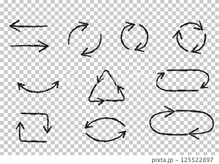 リサイクルのイメージの手書き風矢印　セット 125522897