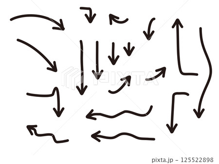 ペンで書いたような手書き風矢印　セット 125522898