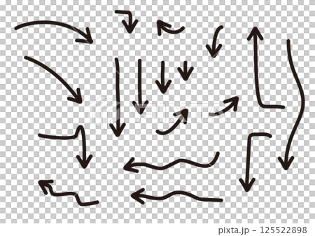 ペンで書いたような手書き風矢印　セット 125522898