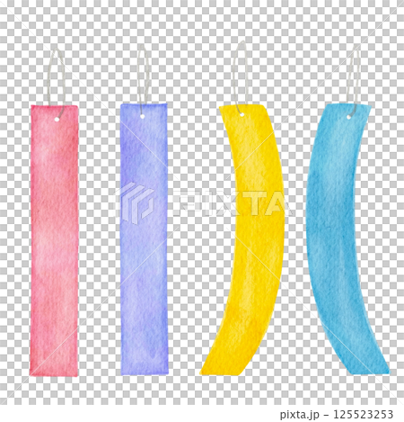 Tanabata watercolor painting, strips of paper, wishes, illustration 125523253