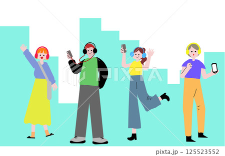 街で音楽を聴く人々 街で音楽を聴く人々 125523552
