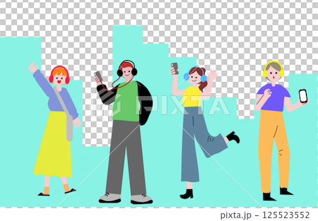 街で音楽を聴く人々 街で音楽を聴く人々 125523552