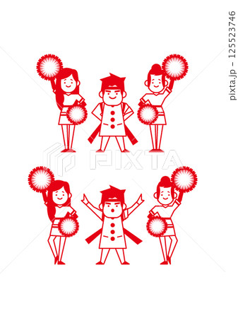 応援団・チアリーダー／線画 125523746