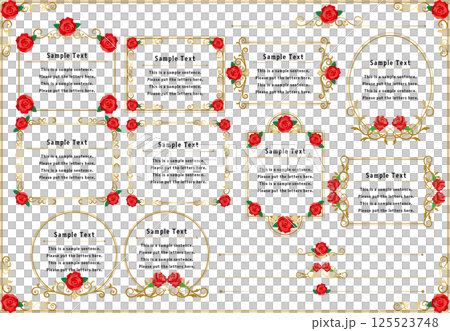 復古書法風格框架材質108<玫瑰框架，裝飾邊框，裝飾框，花朵> 125523748