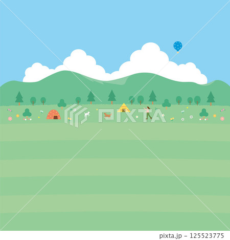 夏の素材2025（ピクニック）2文字なしベク 125523775