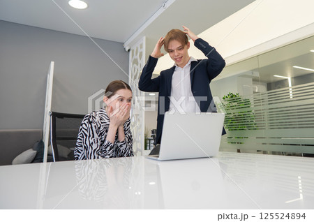 Colleagues Argue at Work. Caucasian Woman Makes a Mistake.  125524894