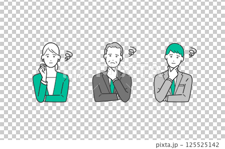 人物 困った表情をしたビジネスマン ベクターイラストセット素材 125525142