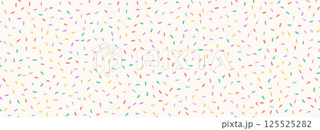 Cream donut sprinkles seamless pattern. Colorful candy cream background. Cake glaze icing overlay for decorative banner, poster, template. Cupcake or ice cream topping texture. Vector wallpaper 125525282